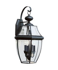 Three Light Outdoor Wall Lantern In Black Finish With Brass Construction For Porch Patio Or Entry, Classic Lancaster Collection Exterior Fixture