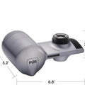 3-In-1 Lead-Reducing Faucet Water Filter System for Sink, NSF and WQA certified, metallic grey design with dimensions labeled