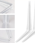 Rock Solid Heavy Duty White Shelf Brackets 10 Pack, Knockout L Brackets For Wood Planks, side view showing white steel design.