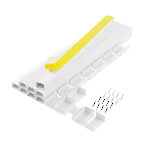 126 Inch Cable Raceway Kit White Paintable Wall Mount Cord Concealer for TV Cables Baby and Pet Proof, 5 to 6 Cables, Wire Hider Wire Cover for Cords and Electrical Wires