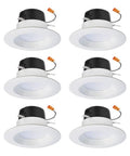 4 Inch Recessed LED Can Light Retrofit Kit For Ceiling And Shower Downlight 3000K Warm White No Brainer Upgrade With White Baffle Trim Easy Install Delivers Up To 620 Lumens Fits Most Housings 6 Pack displayed.