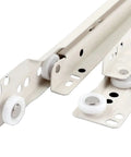 Heavy Duty Side Mount Ball Bearing Drawer Slides 14 Inch Pair Smooth As Silk Cabinet Tracks showing steel tracks and white rollers.