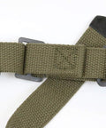 Green Web Sling For M1 Garand USGI Pattern Two Point OD Cotton Made In USA With Parkerized Steel Hardware close-up view.