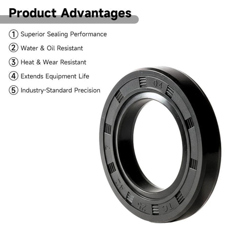 5-pack universal rotary shaft seal with spring, 25mm x 42mm x 7mm, black nitrile rubber, double lip oil seal