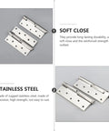 Self Closing Stainless Steel Door Hinges For Interior And Exterior Doors, Heavy Duty Bearing Hinges With Smooth Movement, No Squeak