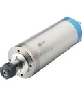 Heavy Duty Two Point Two Kilo Watt Water Cooled Cnc Router Spindle showing polished stainless steel finish and cooling features.