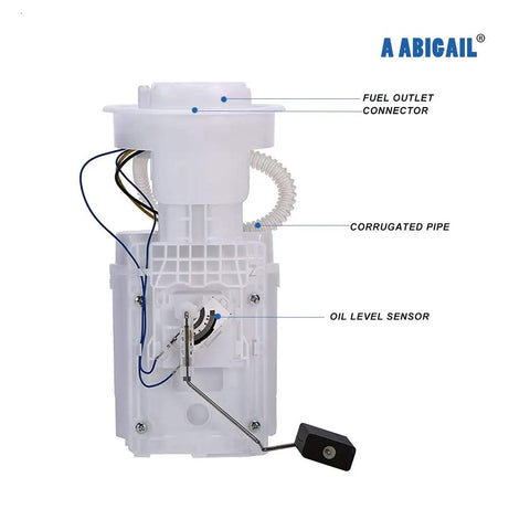 Go-To Upgraded Fuel Pump Assembly Replacement E8424M for Volkswagen Beetle Golf Jetta 1998 2010 with fuel tank components labeled