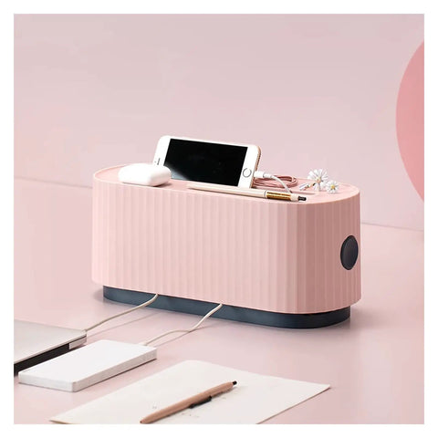 Cable Management Box With Cover And Plug In Organizer For Router TV Set Top Box Streaming Gear And Power Cords Hidden Desktop