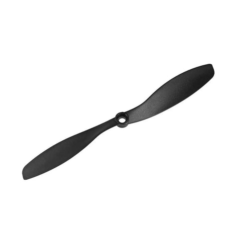 Single black nylon two-vane propeller from Rugged RC Propellers 8x4.5 Inch Nylon Two Vane CW CCW Set For Fixed Wing Aircraft With Adapter Rings
