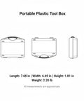 Durable Portable Plastic Tool Box For Hardware Organization With A Secure Lid shown in three view dimensions