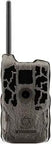 Trail Camera With 30MP Photo Quality, 1080P Video, WiFi And Bluetooth, rugged camo finish, antenna, front view.