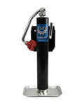 Trailer tongue jack lift, 2,000 lb capacity, black post with swivel mount, red crank knob, base plate