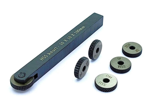 Built Tough Heavy Duty Knurling Tool Holder With 5 Spare HSS Knurls and Steel Body 10x10x100mm with rollers