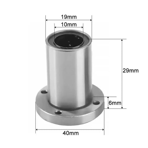 10mm Flange Linear Bearing LMF10UU For 3D Printer And CNC Rod Systems, Smooth Low Friction Guidance For Precise Motion, Durable High Quality Component With Easy Install And Long Life For Reliable Linear Travel, silver metal bearing with dimensions