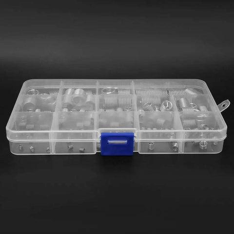 Stainless Steel Wire Thread Insert Kit M3 For Damaged Hole Repair, 120-Piece Tool Set With Storage Box, Durable, High-Performance Thread Formation For Auto, Home, Machinery And Metalworking Projects, clear box