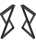 Heavy Duty Industrial Metal Table Legs Rock Solid Desk Base For Coffee Tables And Dining Sets Square Iron Bench Supports Pack Of Two, black steel supports at a slight angle.