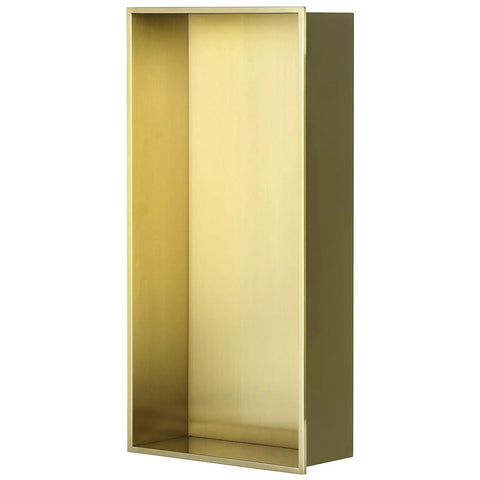 Brushed Gold Shower Niche Stainless Steel Recessed Shelf Waterproof Organizer for Shampoo and Toiletries No Tile Needed Easy Install