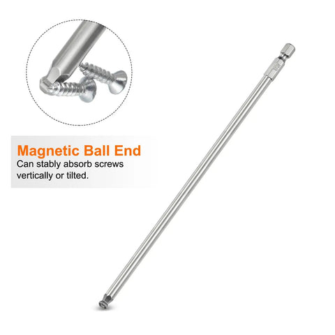 Four Piece Magnetic Ball End Hex Screwdriver Bit Set With Ball Head Bits From 3mm To 6mm Hex Shank One Quarter Inch Eight Inch Long