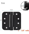 Adjustable Spring Door Hinges 4x4 Inch Self-Closing Matte Black Stainless Steel Mortise Hinges With 5/8 Inch Radius Corner