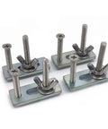 T Track Hold Down Clamps M6 Set For CNC Router 3018 Pro And Milling Jigs, Aluminum T Slot Clamps, 4 Piece Kit, shown disassembled