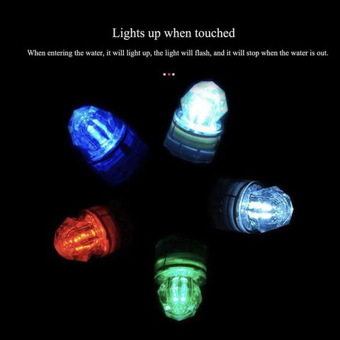 LED Underwater Fishing Lights 10 Pack Deep Drop Lights Waterproof Diamond Tubular Colorful Lure Lights glowing in water