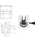 Diagram and close-up of Pro Grade Ultra Smooth And Quiet Linear Guide Set showing dimensions and block with SBR lock type rail.