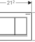 Omega30 Dual Flush Toilet Actuator White Durable Plastic Construction Easy Secure Mounting dimensions diagram