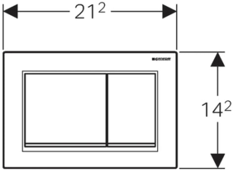 Omega30 Dual Flush Toilet Actuator White Durable Plastic Construction Easy Secure Mounting dimensions diagram
