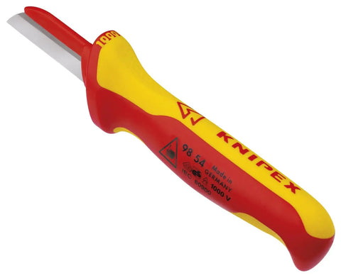1,000V Insulated Cable Knife With Solid Fixed Blade, Plastic Coated Back To Prevent Short Circuits, Slip Guard Handle