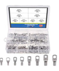 Top Notch 120 Piece Assorted Cable Shoes And Lugs Kit With Tinned Copper Ring Wire Connectors SC6 To SC25 Terminals For Serious Electrician Jobs That Need Reliable And Durable Connections Today, plastic case with assorted SC terminals