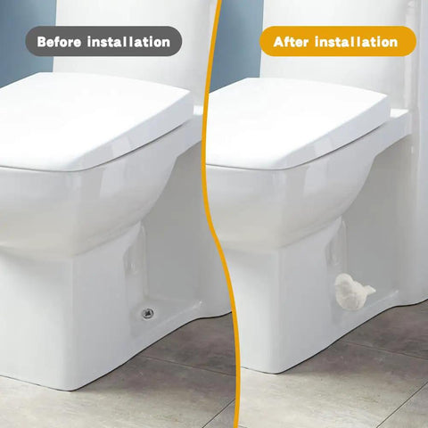 Slick White Ceramic Bird Toilet Bolt Covers Hiding Exposed Flange Nuts Zero Stress Install image showing before and after installation comparison.