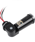 Automatic Dusk To Dawn Photoelectric Switch With Outdoor Light Sensor For 120V Fixtures, black swivel-mounted device, side view
