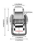 Front view of Set of 2 Heavy Duty Beefy Groove Wheels H Groove Track Wheel 304 Stainless Steel Sliding Door Roller with measurements
