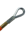 Close-up of connector on High Visibility Flip Line Kit For Tree Climbing Five Eighth Inch By Twelve Foot Neon Orange