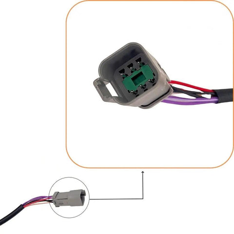 Close-up of 3 pin connector from Side Mount Remote Control Box With Key Switch For Outboard Engines Push To Open Replaces 5006180