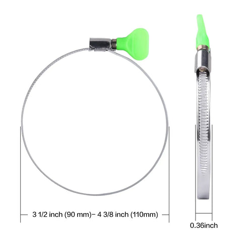 12 Pack 4 Inch Adjustable Stainless Steel Hose Clamps With Worm Gear And Thumb Screw, green key