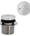 Polished Chrome Tubular Bath Waste And Overflow Assembly With White Slip-Joint Tubes, Foot-Operated Tip-Toe Drain Plug, ADA Approved.