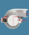 Top view of 150W Micro Axial Flow Hydro Generator for Low Head Water Turbines, compact coreless disc with dimensions visible.