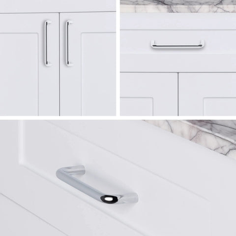Polished Chrome 5 Inch Hole Center Cabinet Handles in Solid Stainless Steel Drawer Pulls for Kitchen and Bathroom Cabinets