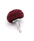 Professional Grade Kickass Hella Tough 6mm Shank Nylon Scouring Pad Polishing Brush For Rotary Tool Grinding Heavy Duty Deburring Electric Buffer Wheel Accessory In Red mounted on a steel shank.