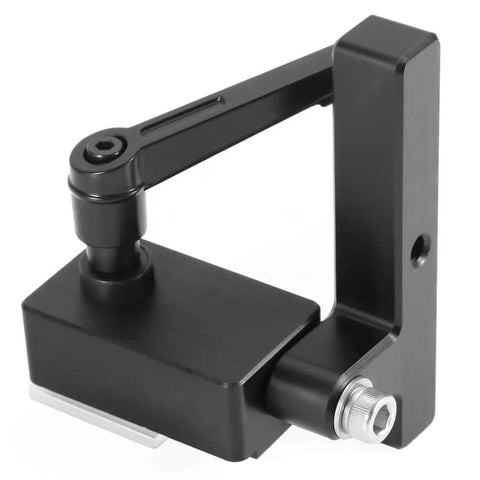 Top Rated Compact Woodworking Limiter For T Slot Miter Saw With Metal Build And Length Control Design For Consistent Cuts Like A Boss On Any Job Site, showing the sturdy black metal frame.