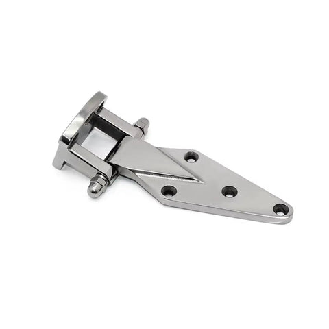 Heavy Duty Folding Hinge 304 Stainless Steel For Industrial Cabinet Doors, showcasing a shiny, durable mount with holes for installation.
