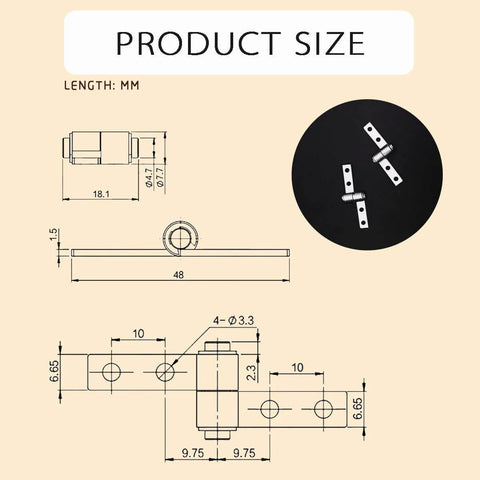 Upgrade Your Home Projects with These Heavy-Duty Torque Friction Positioning Hinges Set of 2 technical diagram and dimensions