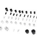 Top Tier 44 Piece Metric And Imperial Fastener Gauge Set Made From Durable Aluminum for accurate nut size measurement, showing various fasteners.