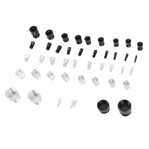 Top Tier 44 Piece Metric And Imperial Fastener Gauge Set Made From Durable Aluminum for accurate nut size measurement, showing various fasteners.