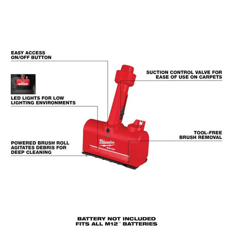 M12 Air Tip Utility Nozzle Gonna Handle Any Mess Without Raising Hell Silver Hand Vac Attachment showing powered brush roll and controls.