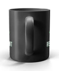 Sweet Retirement Ride Golf Cart Coffee Mug In 15 Oz Black Ceramic showing side view with handle, perfect for retired golfers.