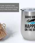 Silver Wine Tumbler 12oz For Deckside Sips On The Pontoon Boat Boating Drinking Accessories For Boat Owners Yacht Sailboat Cruisin Style