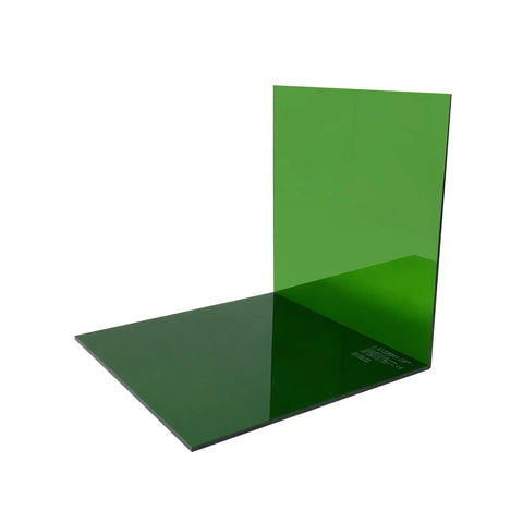 Top Shelf 12 X 12 X 0.2 Inch Laser Safety Window Panel Built Tough For Heavy Duty Fiber Lasers with green tint and flat surface.