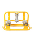 Heavy-Duty Steel Cable Puller Sheave For Large Scale High V And Construction Projects on a yellow frame with metal rollers.